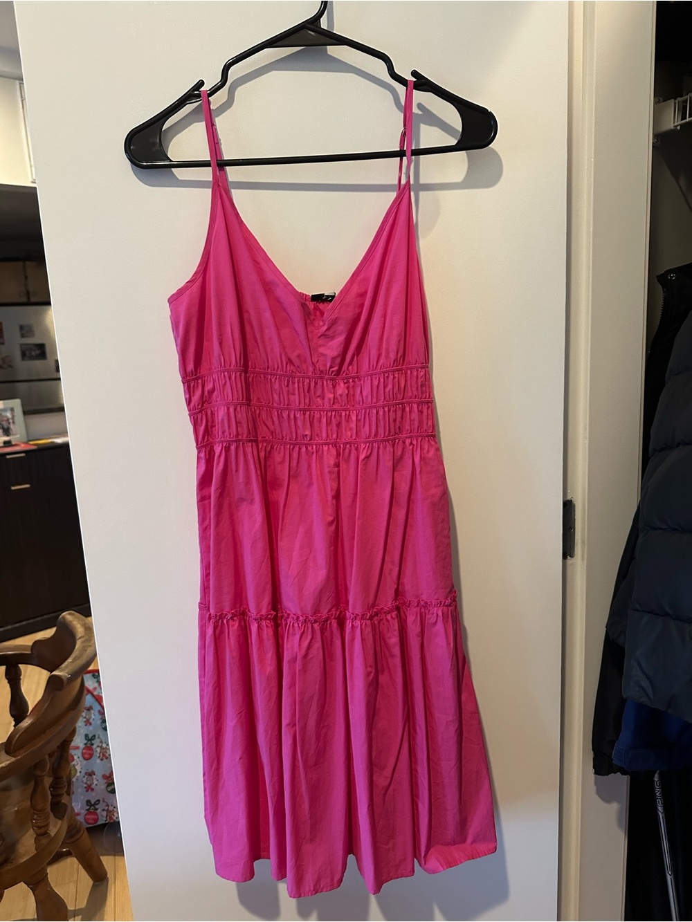 Rails Hot Pink Tiered Midi Dress